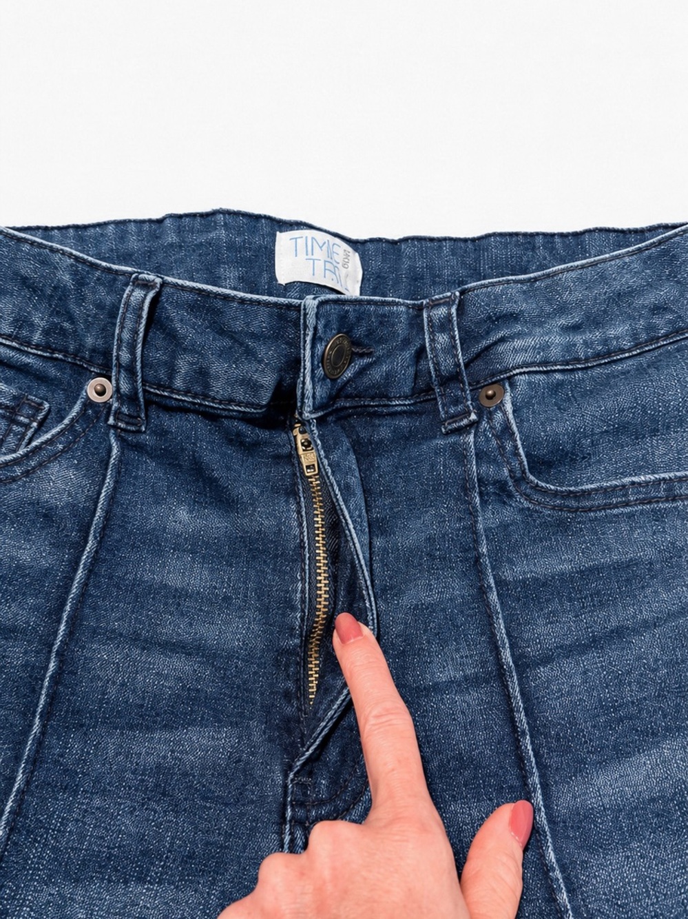 Time and Tru Women’s High Rise Wide Leg Seam Jeans Size 8 Dark Wash - Picture 3 of 9